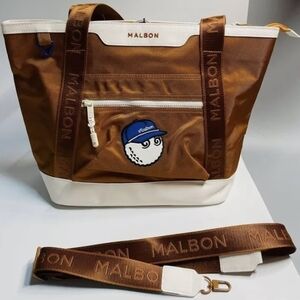 Malbon Brown and White Duffel Bag